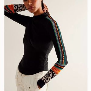 FREE PEOPLE Switch It Up Cuff Thermal Embroidered Crochet Boho Festival Crew